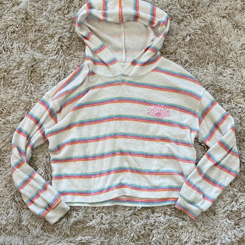 Billabong Terrycloth Striped Beach Hoodie Girls Size M